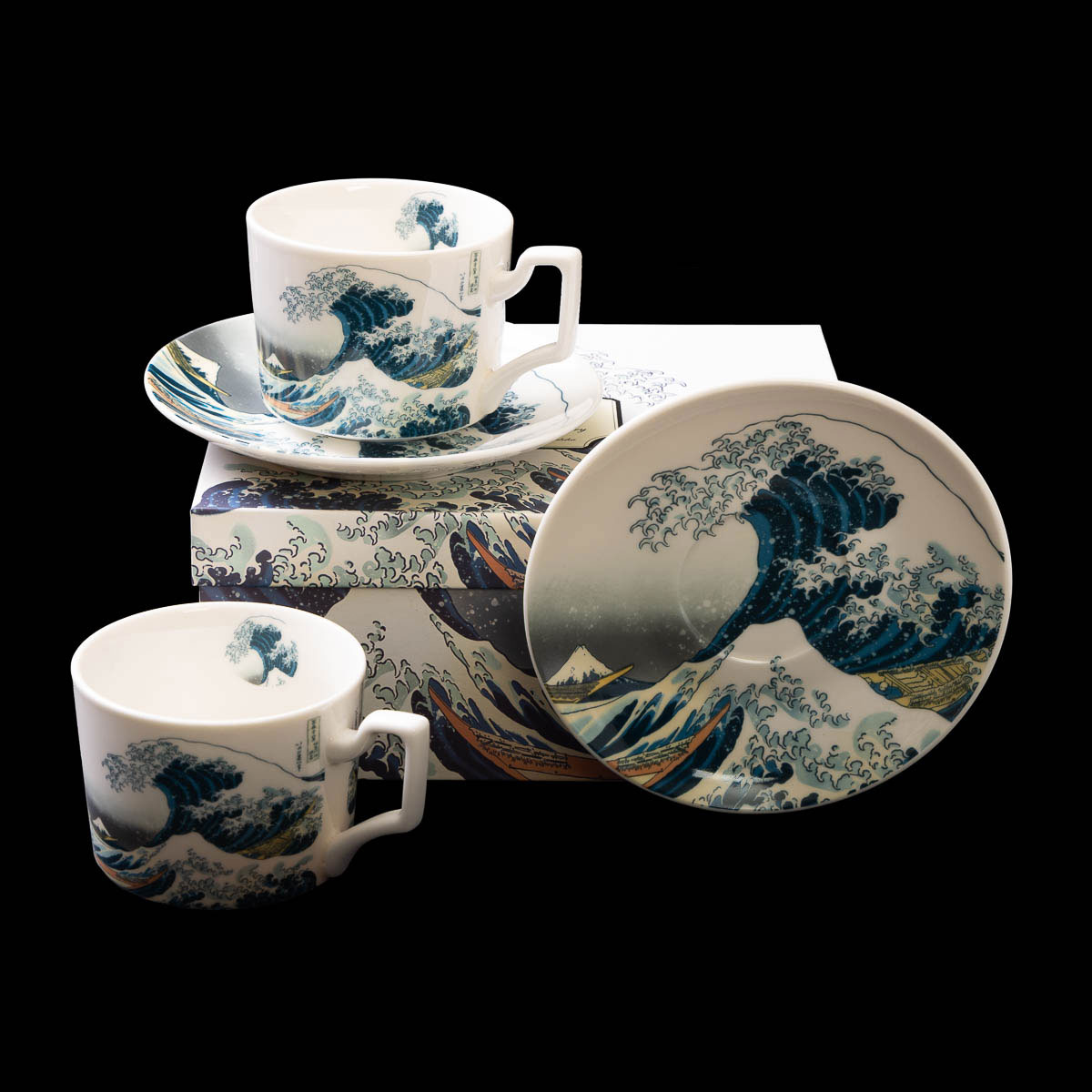Duo of Hokusai tea cups and saucers set: The Great Wave (Luxury), detail n°1
