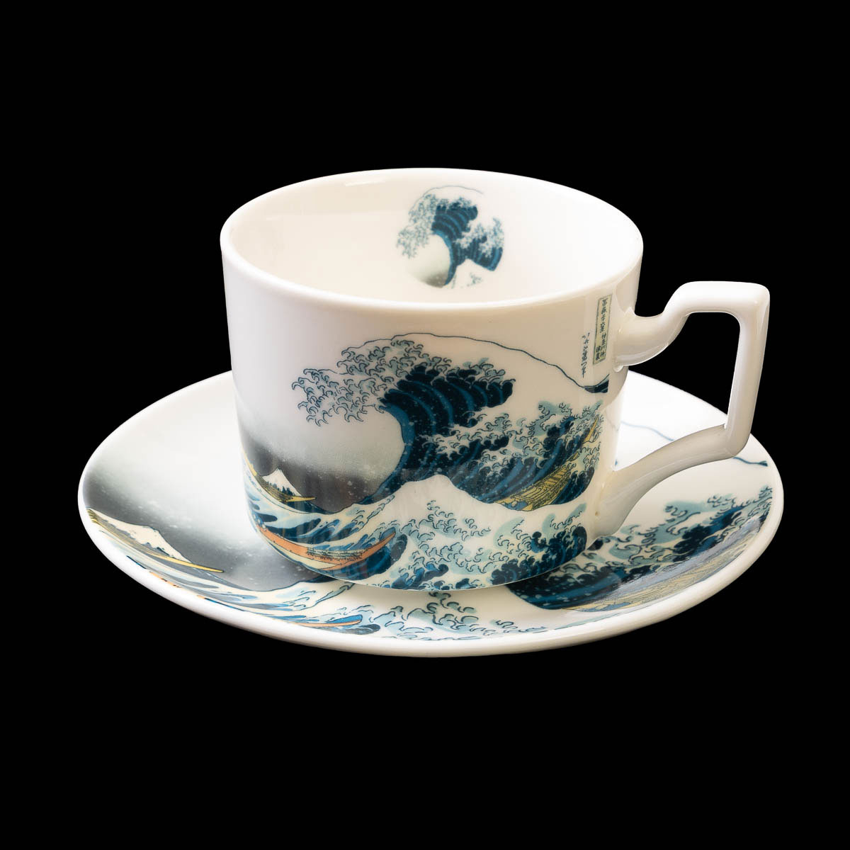 Duo of Hokusai tea cups and saucers set: The Great Wave (Luxury), detail n°2