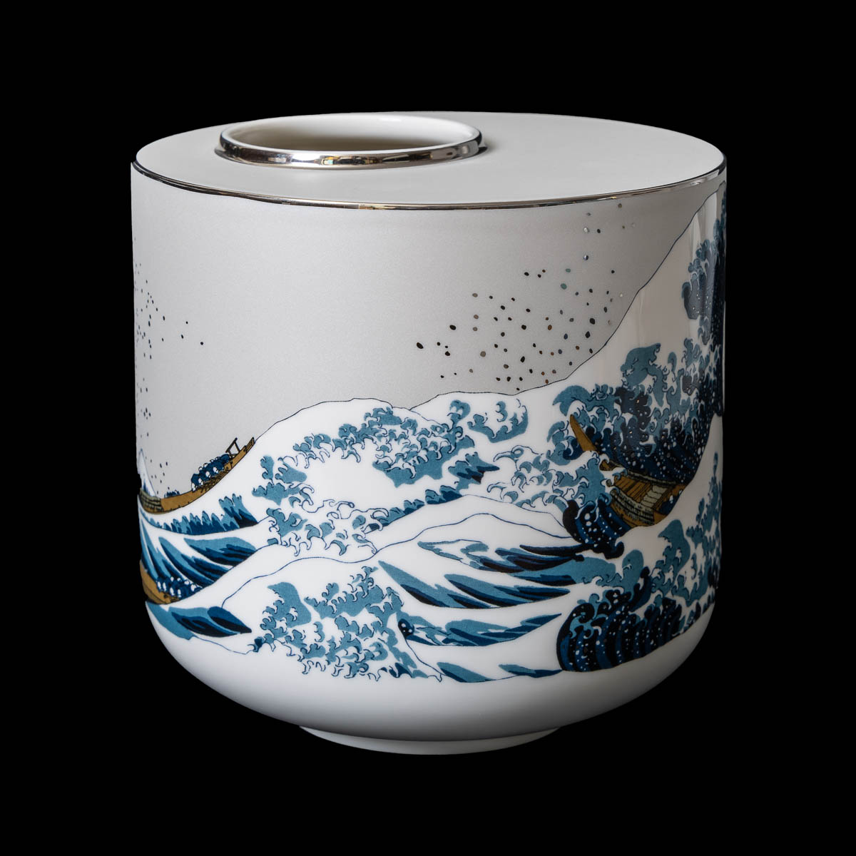 Vase Hokusai : La grande vague de Kanagawa (Cylindrique 16 cm), détail n°2