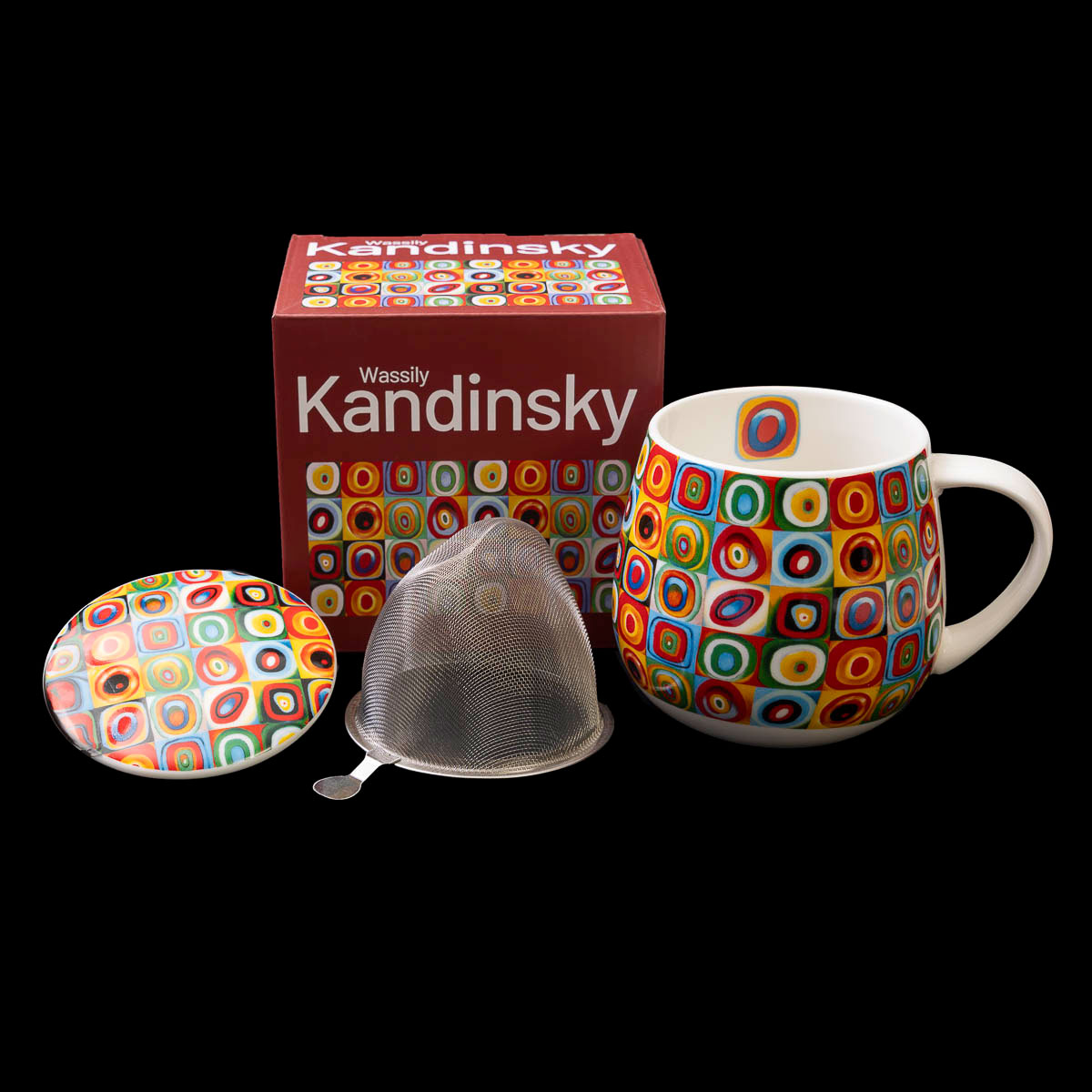 Kandinsky Snuggle Mug with tea filter: Color Study (details of all elements)