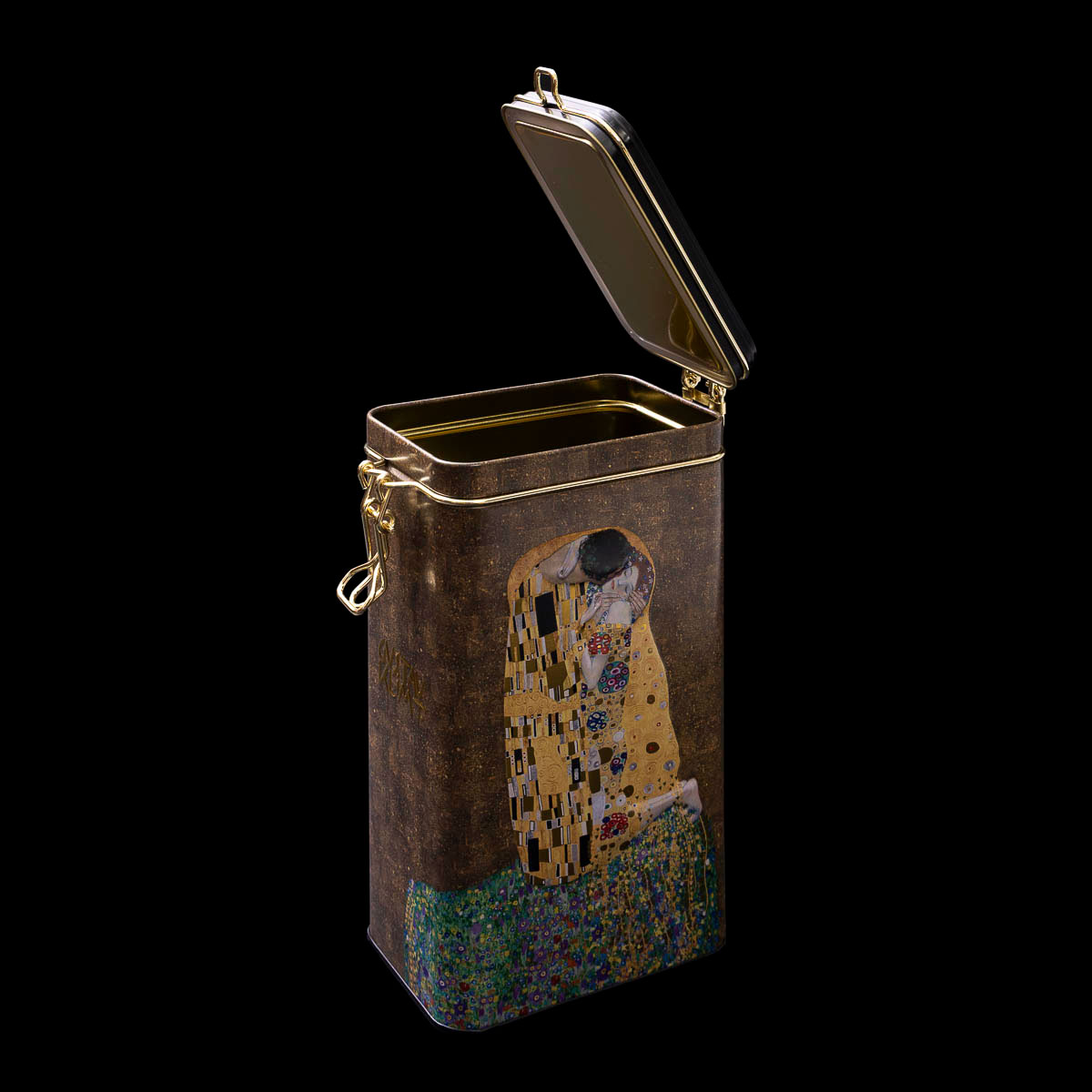 Scatola del caffè ermetica Gustav Klimt: Il bacio (scatola aperta)