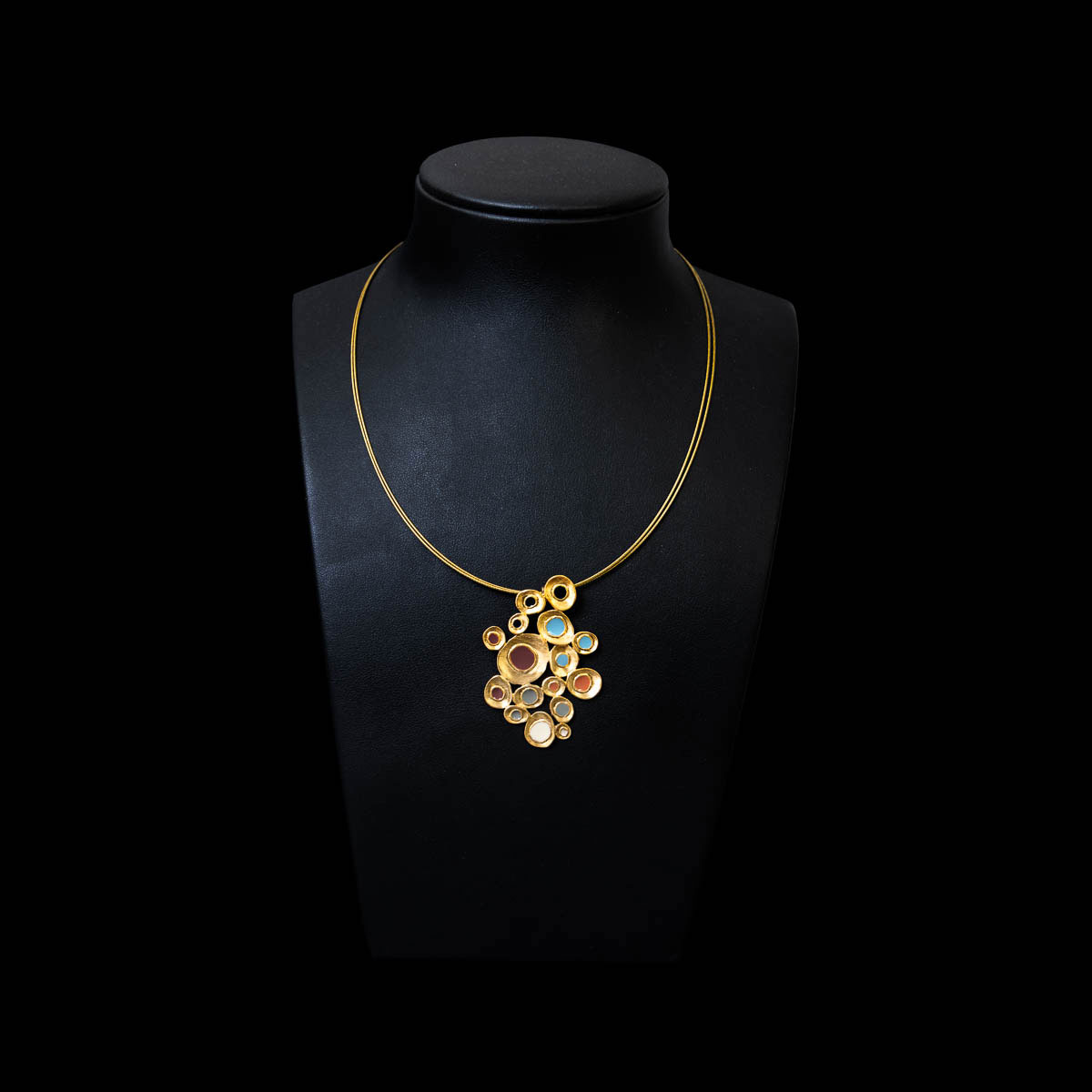 Pendentif d’après Gustav Klimt : Art Nouveau multicolore (16 éléments) (détail n°1)