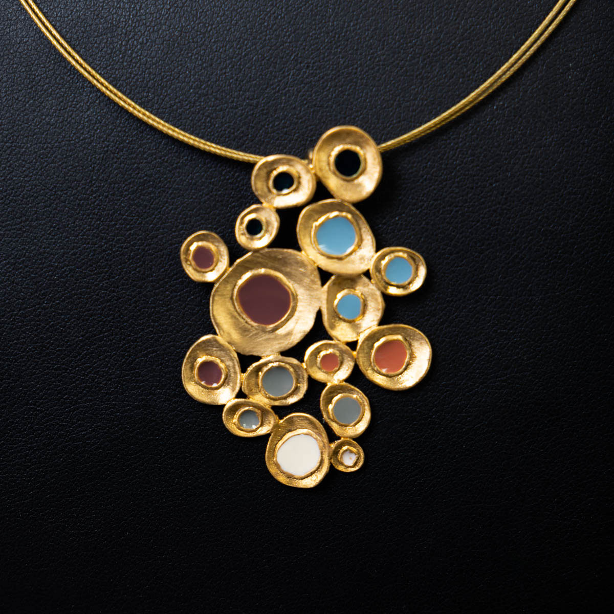 Pendentif d’après Gustav Klimt : Art Nouveau multicolore (16 éléments) (détail n°2)
