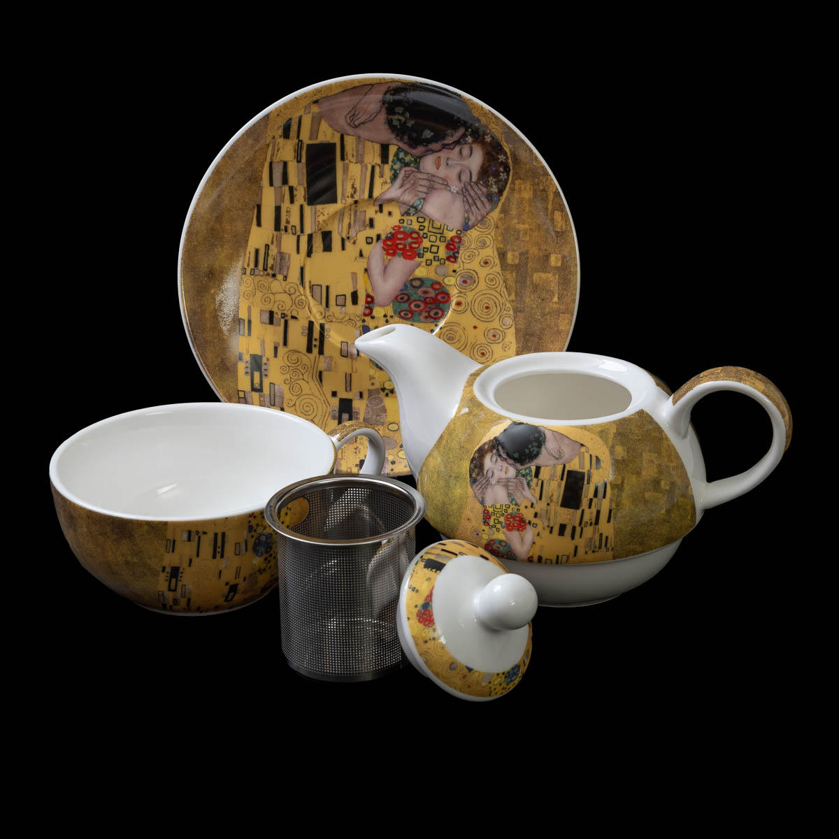 Duo théière Gustav Klimt : Le baiser (détails 2)