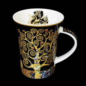 Mug Gustav Klimt - L'arbre de vie (fond noir) - Forme Évasée (décor intérieur)