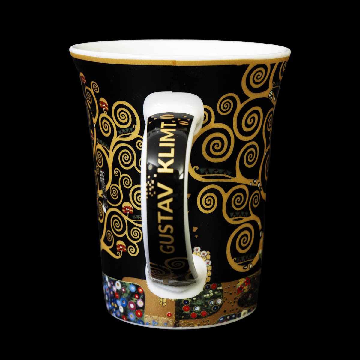 Mug Gustav Klimt - L'arbre de vie (fond noir) - Forme Évasée (face)