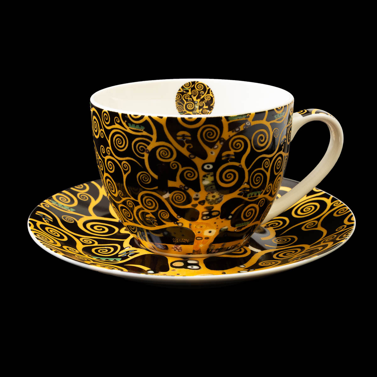 Dúo de tazas de té Gustav Klimt : El árbol de la vida (black), detalle n°3