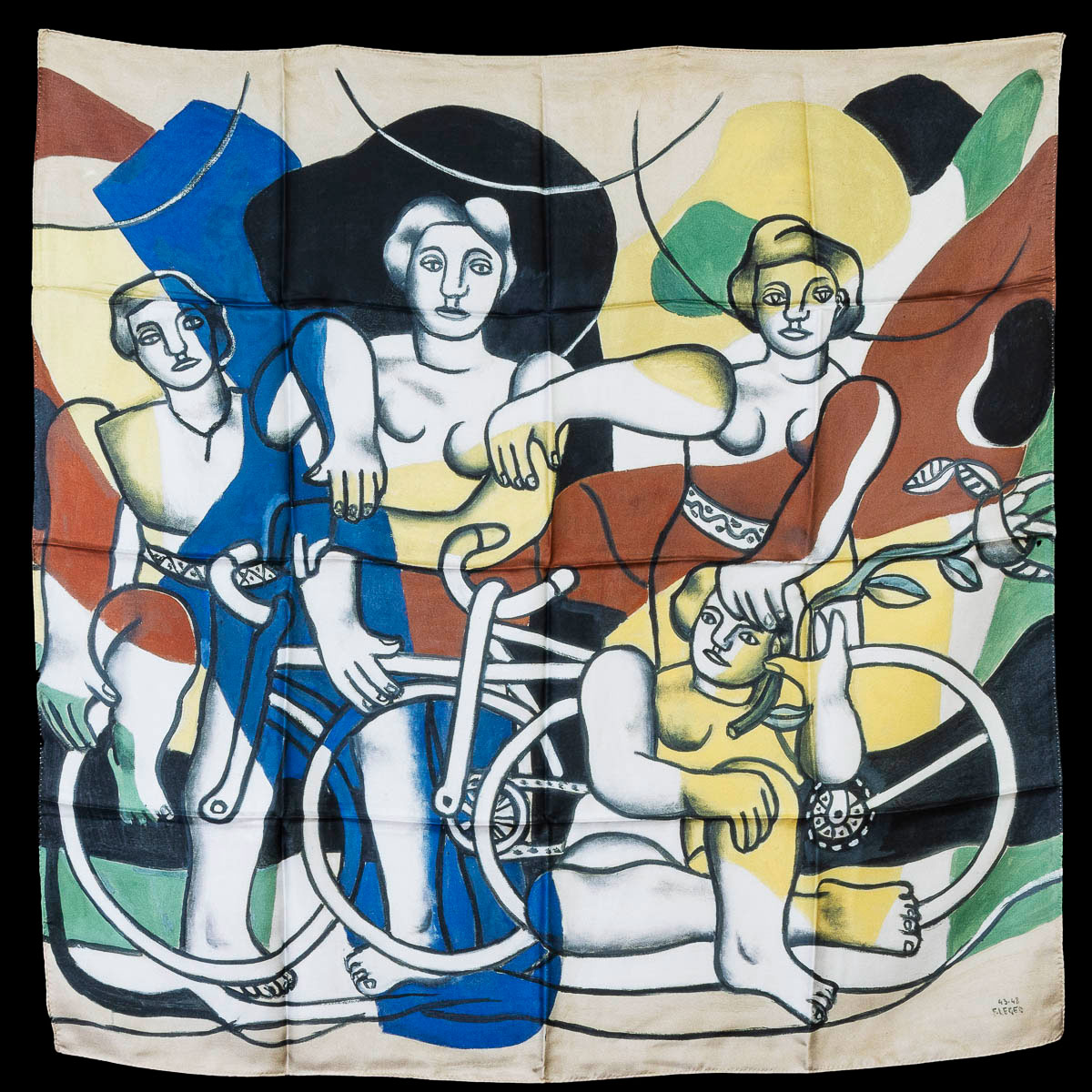 Quadrato in 100% seta 90 x 90 cm - Fernand Léger: Le belle cicliste (spiegato)