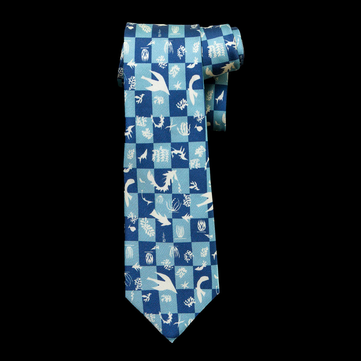 Cravatta in seta Henri Matisse : Polinesia (altra vista della cravatta arrotolata)