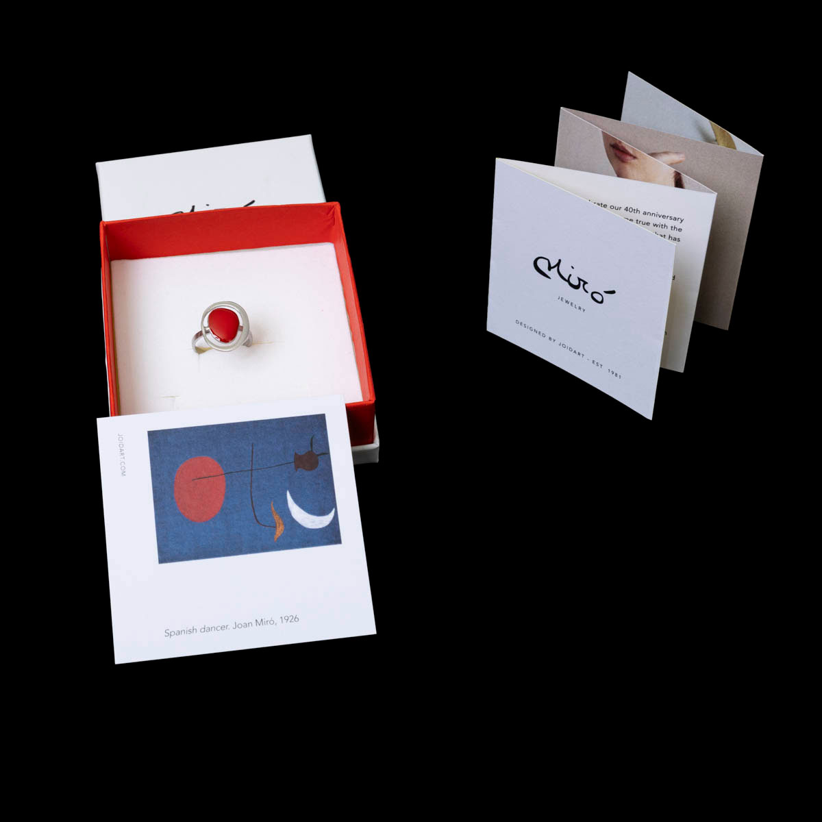 Anello ispirato a Joan Miro: Sole rosso (dettaglio n°2)