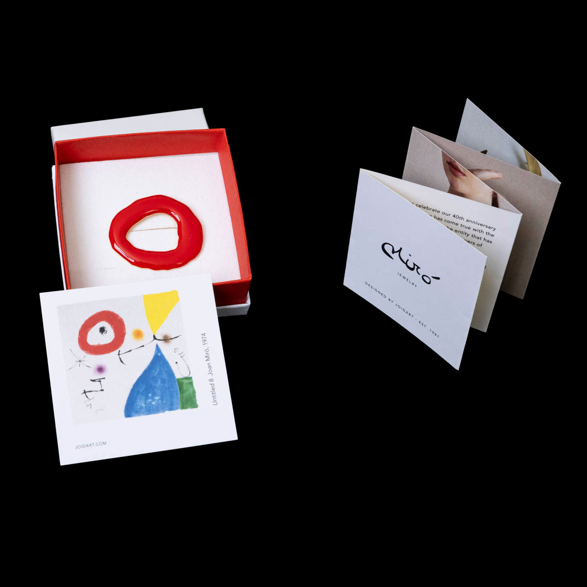 Spilla ispirata a Joan Miro: Rosso (Senza titolo 8 - 1974)