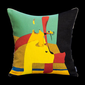 Housse de coussin Joan Miro : Flame in Space and Nude Woman (1932)
