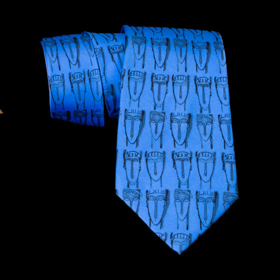 Cravate soie Amedeo Modigliani : Visage (bleu)