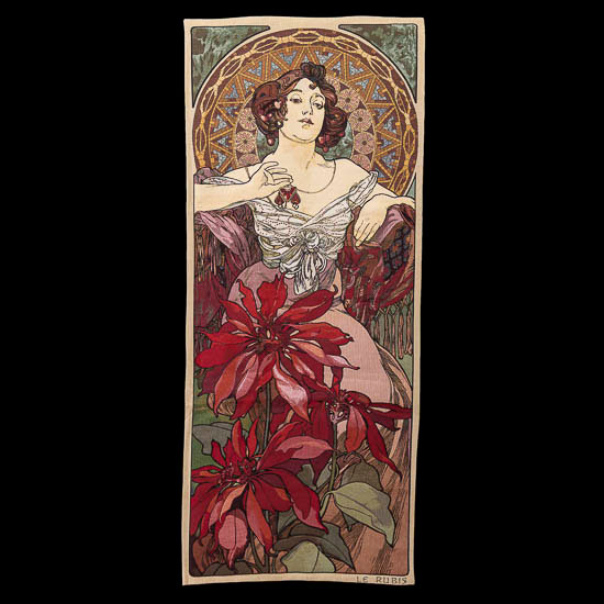 1art1 Alphonse Mucha Les Pierres Précieuses, Le Rubis 1900, 2 Parties Poster Papier Peint 250x180 cm