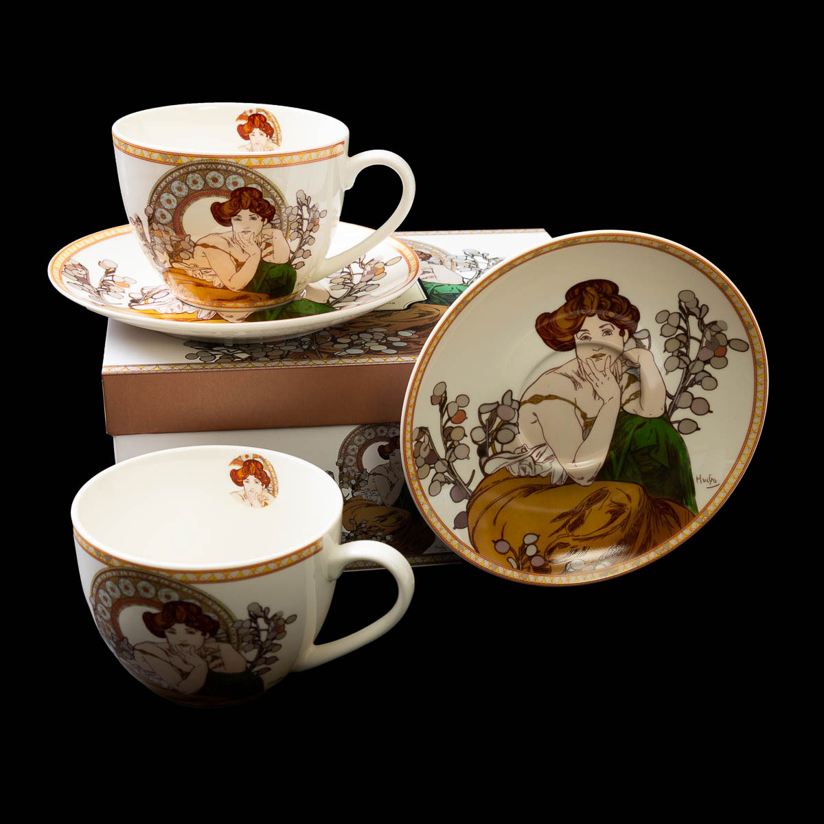 Mucha set of 2 cups - Topaz (detail n°2)