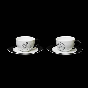 Set de 2 Tasses à café et sous-tasse Picasso : La colombe de la Paix