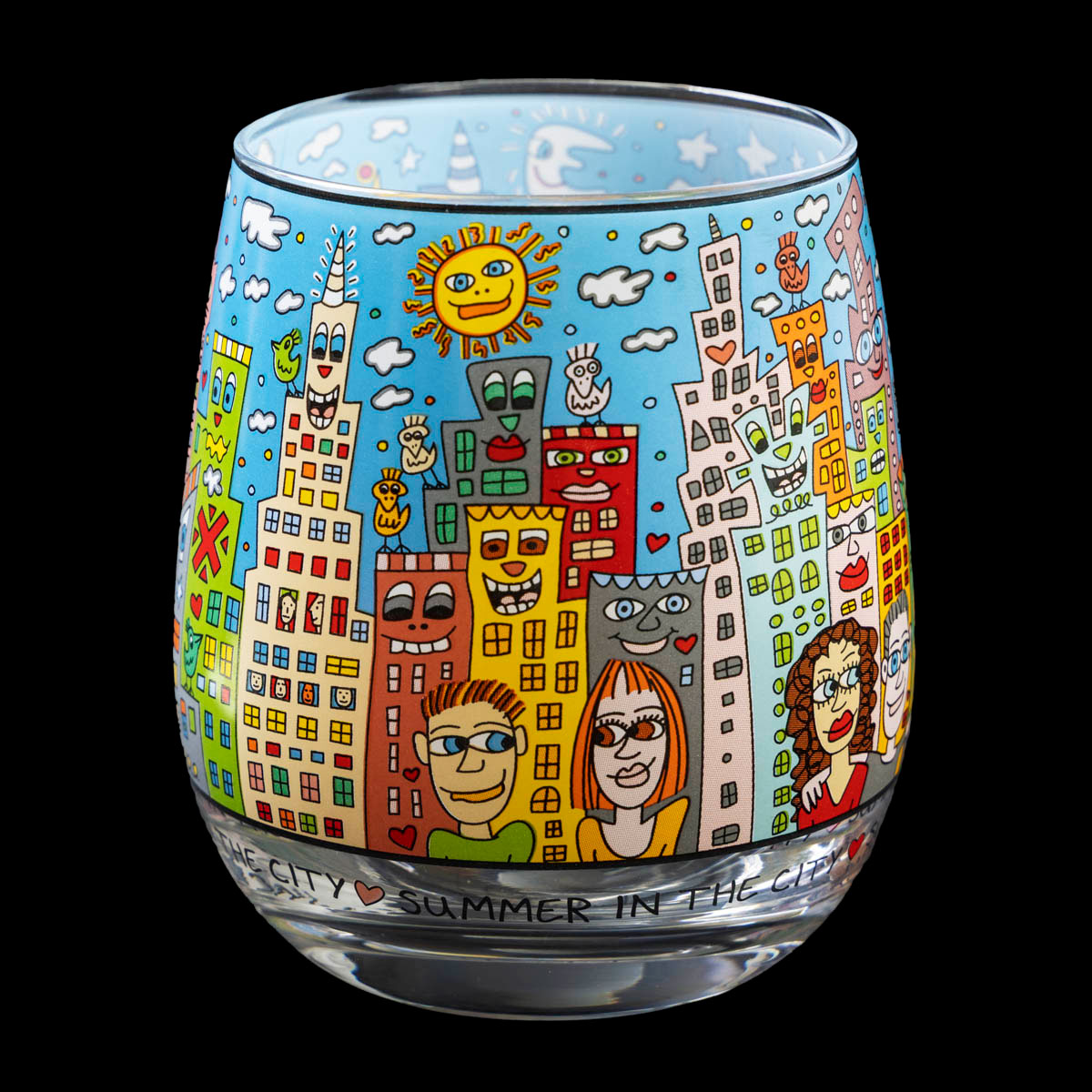 Vaso de agua o portavelas James Rizzi: Summer in the city (detalle n°1)