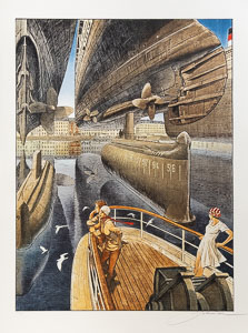 Lithographie signée François Schuiten : Retour à Cherbourg (2025)