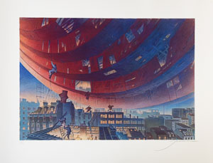 Rare estampe pigmentaire signée et numérotée de François Schuiten - Compulsion - Paris