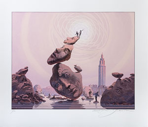 Rare estampe pigmentaire signée et numérotée de François Schuiten - Sur les épaules des géants (2025)