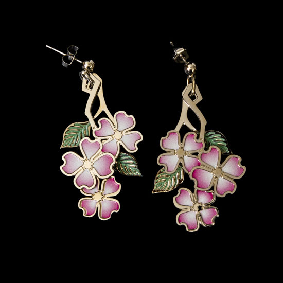 Louis C. Tiffany earrings : Dogwood blossoms