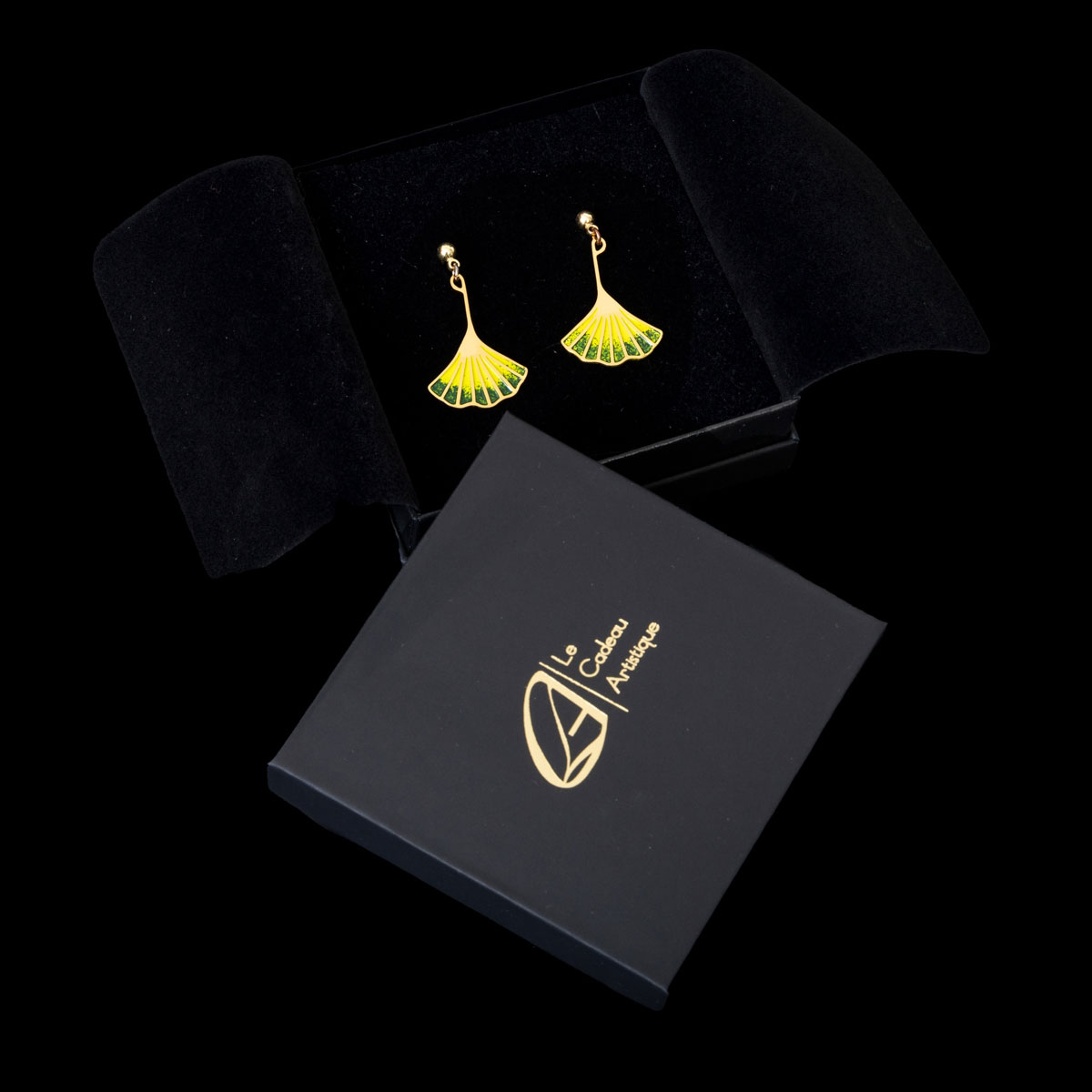 Louis C. Tiffany earrings : Ginkgo leaf (gift box)