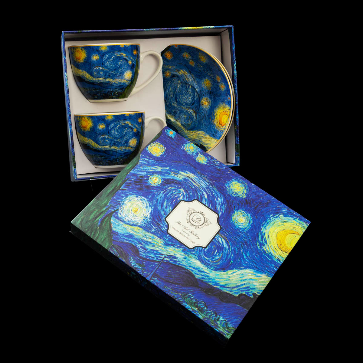 Set di due tazze da tè con piattini Van Gogh: Notte stellata (dettaglio n°1)