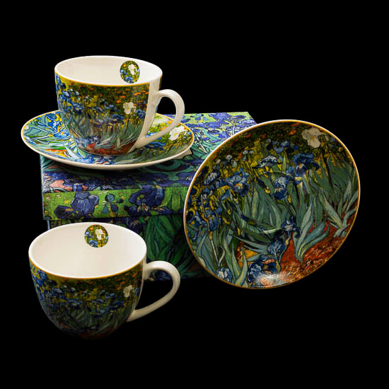 Set Di 2 Tazze Con Piattino In Porcellana Vintage YBK Tech - Rosso E Verde Pavone Con Bordi Dorati - 200 Ml - 2