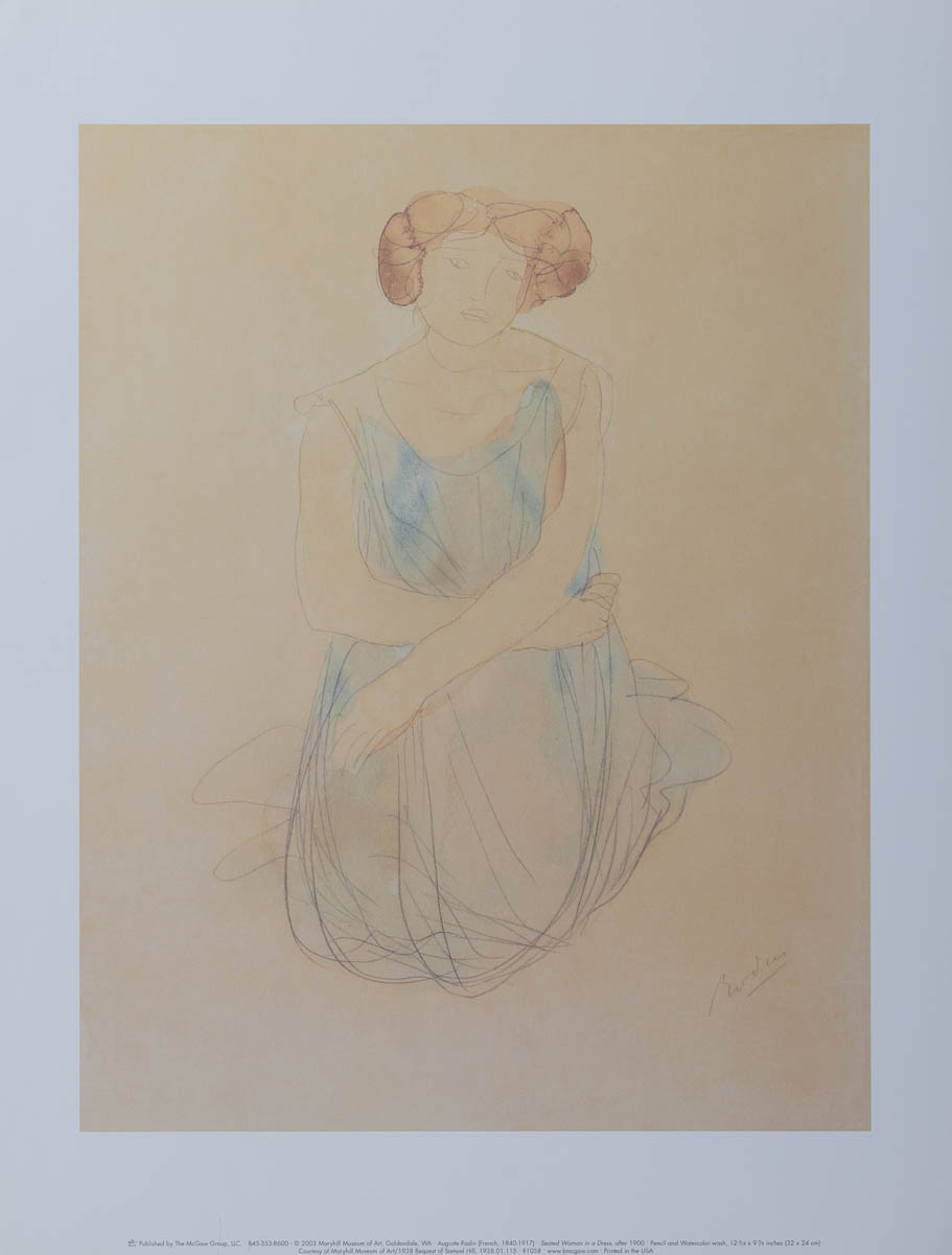 Affiche d’Art Rodin - Jeune fille assise en robe - 40 x 50 cm
