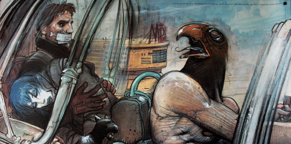 Art print Enki BILAL : Jill Horus Nikopol et Gogol : 50 x 25 cm - Print