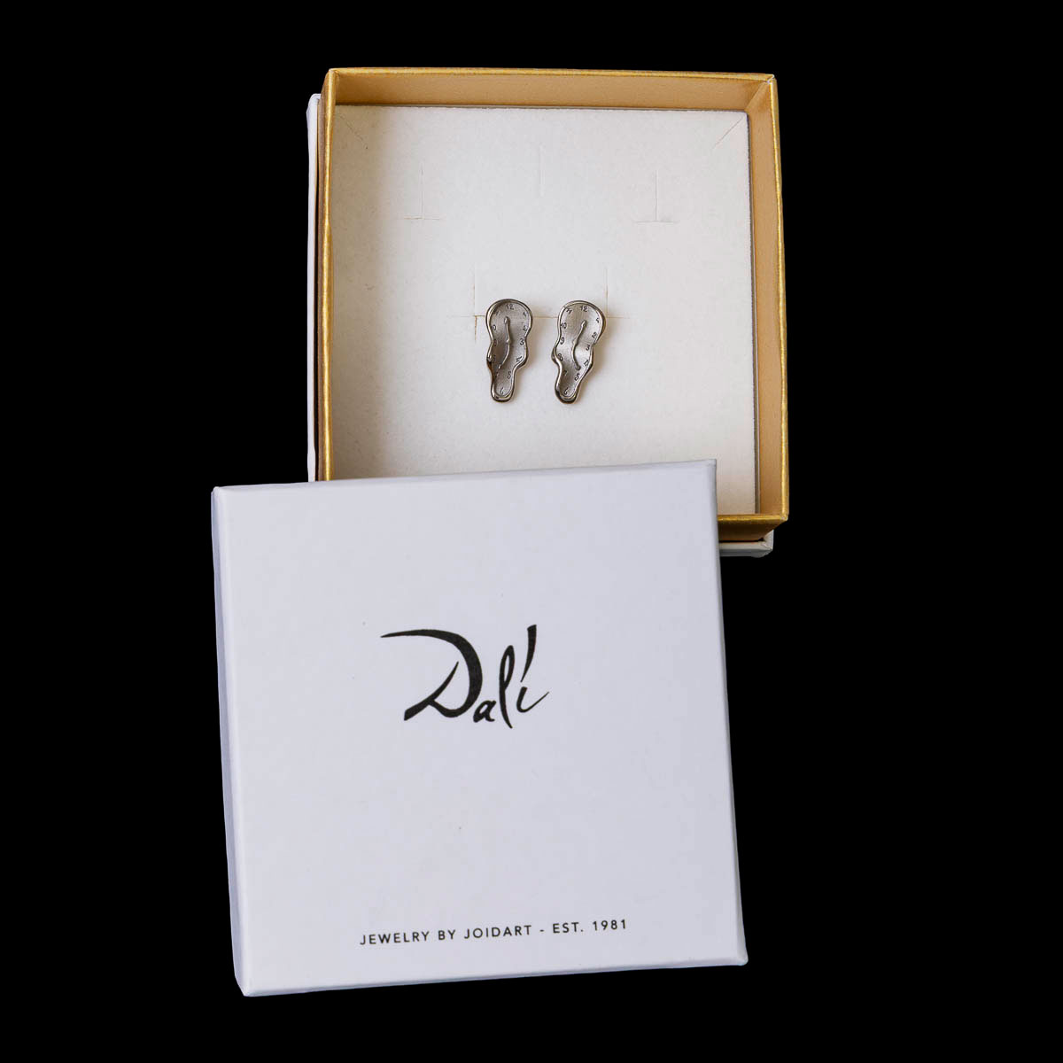 Boucles d’Oreilles d’après Salvador Dali : 'Montre molle' - Argent