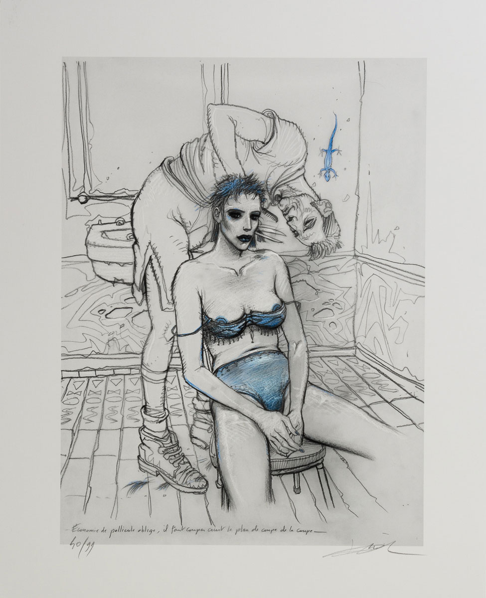 Lámina pigmentaria firmada y numerada de Enki Bilal - Plan de coupe - Lámina