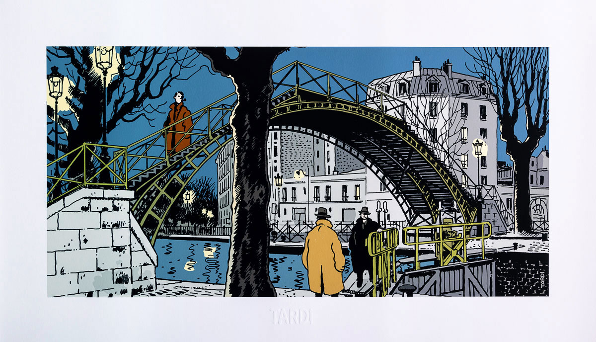 Estampe pigmentaire Jacques Tardi : Nestor Burma dans le 10e Arrondissement de Paris - Estampe