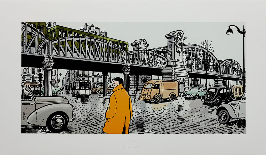 Pigment print by Jacques Tardi: Nestor Burma in the 18th Arrondissement of Paris - Print