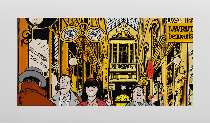 Estampe pigmentaire Jacques Tardi : Nestor Burma dans le 2e Arrondissement de Paris - Estampe