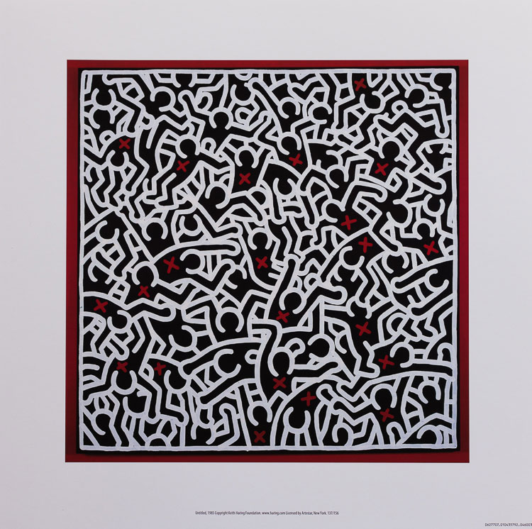 Affiche d’Art  Keith HARING : Sans Titre 1985 - 40 x 40 cm - 40 x 40 cm