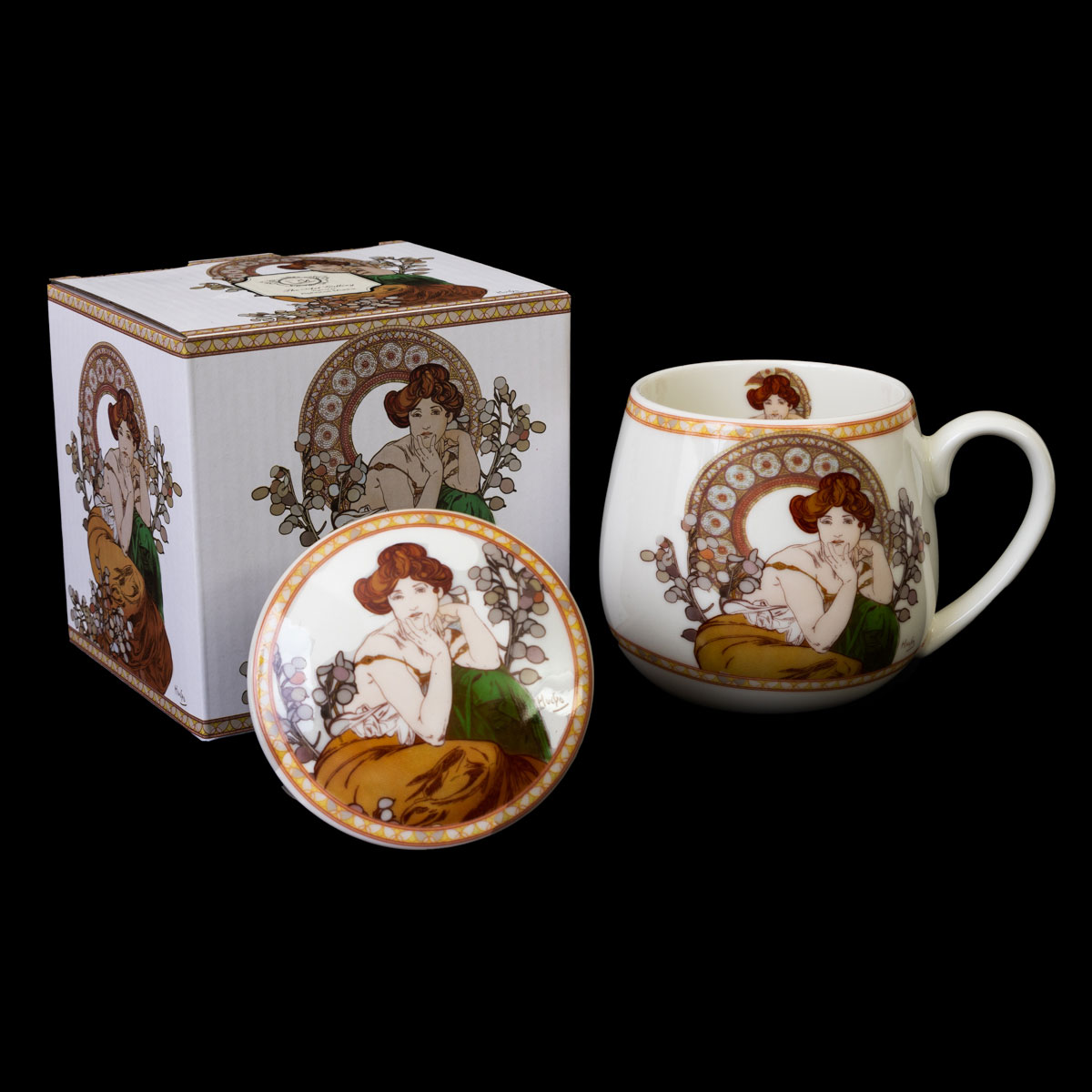 Mug snuggle Alfons Mucha con infusore per tè - Topazio - Bianco