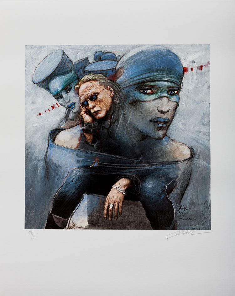 Lámina pigmentaria firmada y numerada de Enki Bilal - Christophe - Estampa