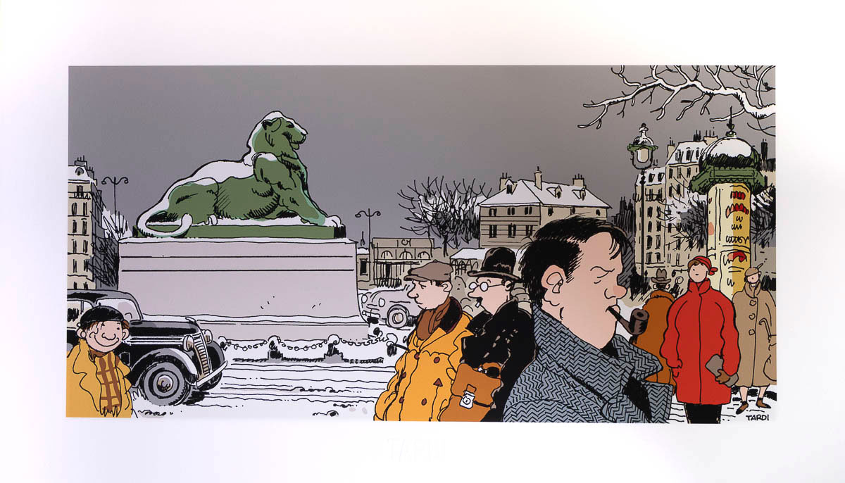 Pigment print by Jacques Tardi: Nestor Burma in the 14th Arrondissement of Paris - Print