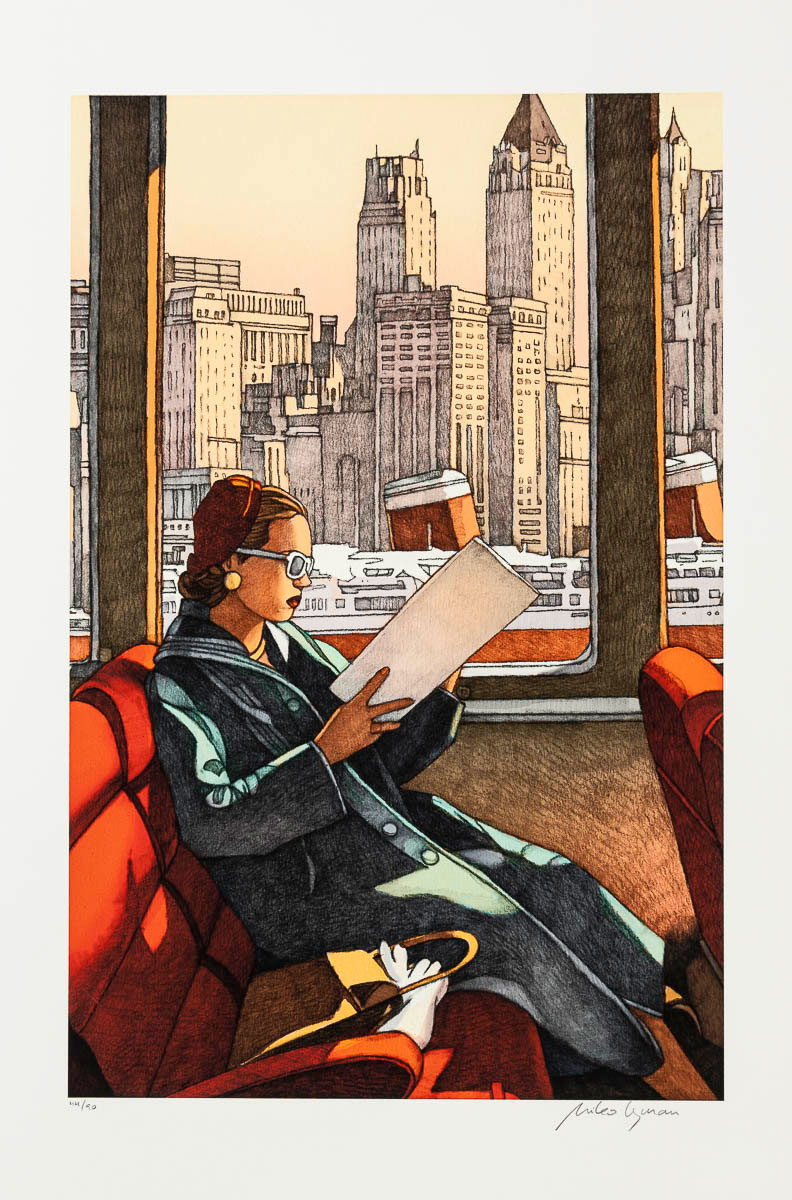 Stampa pigmentaria firmata da Miles Hyman: La lettrice - Stampa pigmentaria