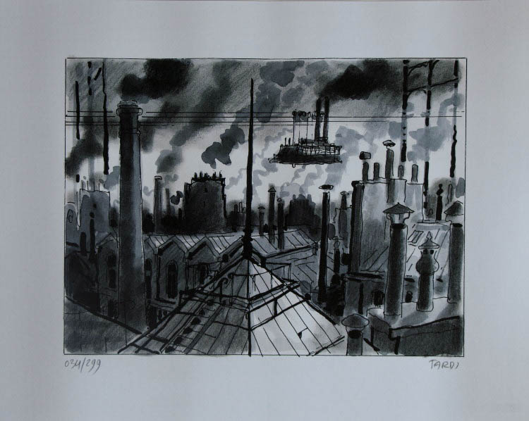 Stampa d’Arte Jacques TARDI - firmata e numerata - Les toîts de Paris - Stampa