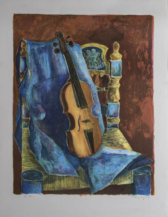Tony Agostini : Litografia originale : Il violino