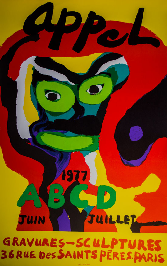 Lithographie originale de Karel Appel : ABCD, 1977