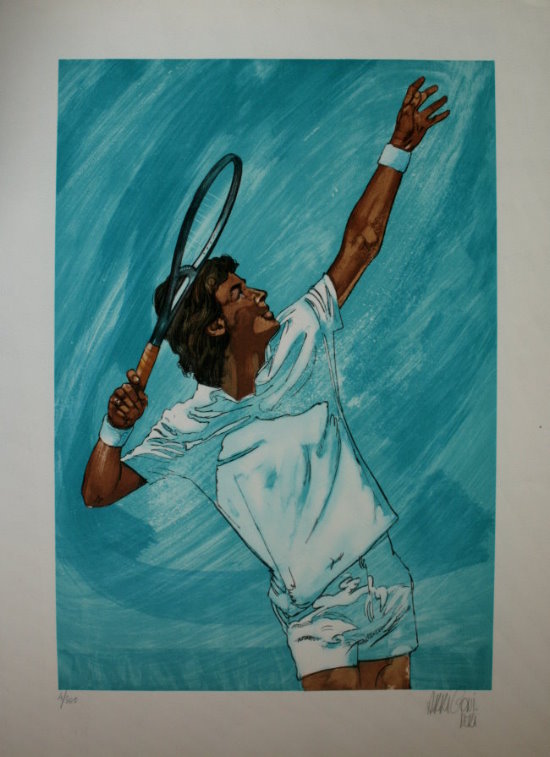 Lithographie originale de Jean-François Arrigoni-Neri : Tennisman