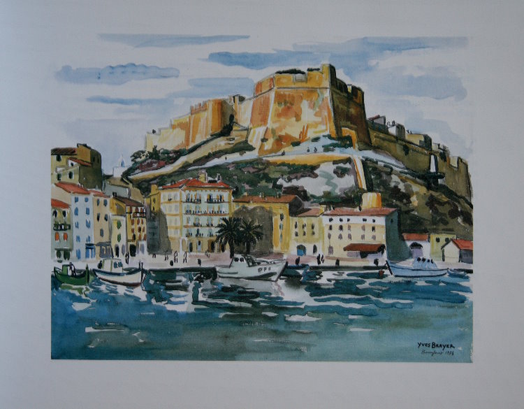 Yves BRAYER : Original Lithograph : La Citadelle de Bonifacio