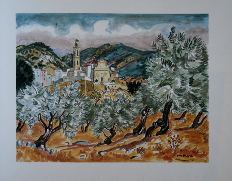 Yves BRAYER : Original Lithograph : Oliviers à Montemaggiore