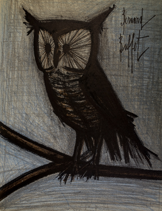 Bernard Buffet Original Lithograph : Little owl