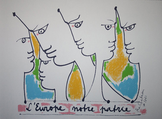 Lithographie Jean Cocteau : L'Europe notre Patrie - Planche 12