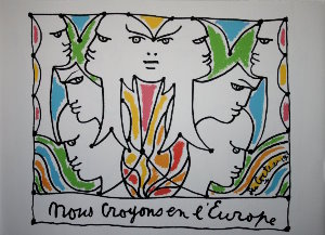 Lithographie Jean Cocteau - L'Europe notre Patrie - Planche 3