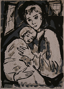 Litografia Henry d'Anty - Madre e bambino